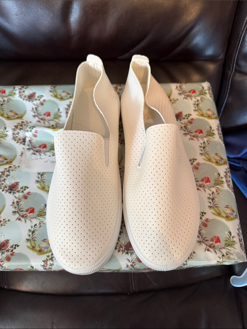 SHEIN Women's Perforated Slip-On Sneakers - White